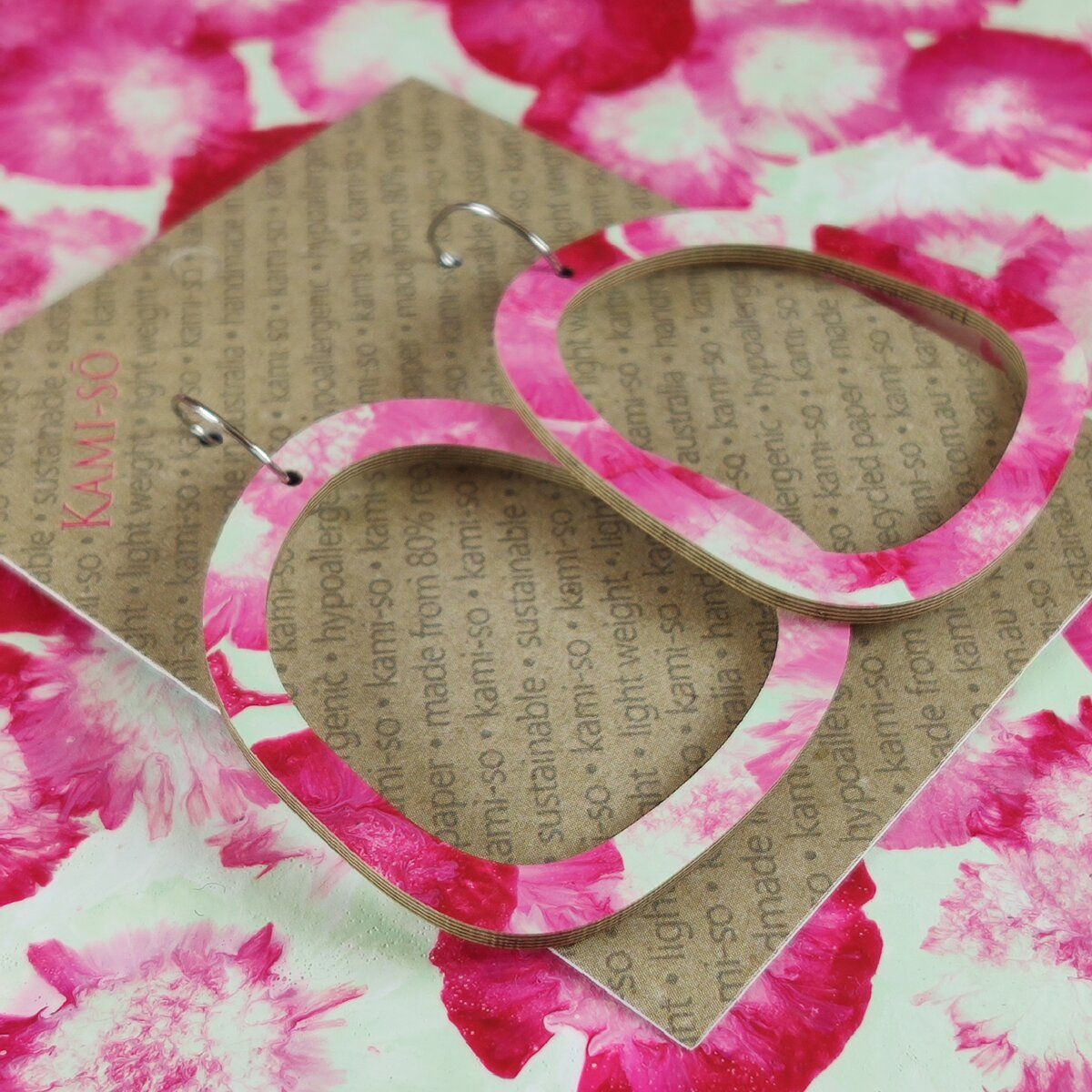 Square Recycled Paper Earrings - Pink & Mint