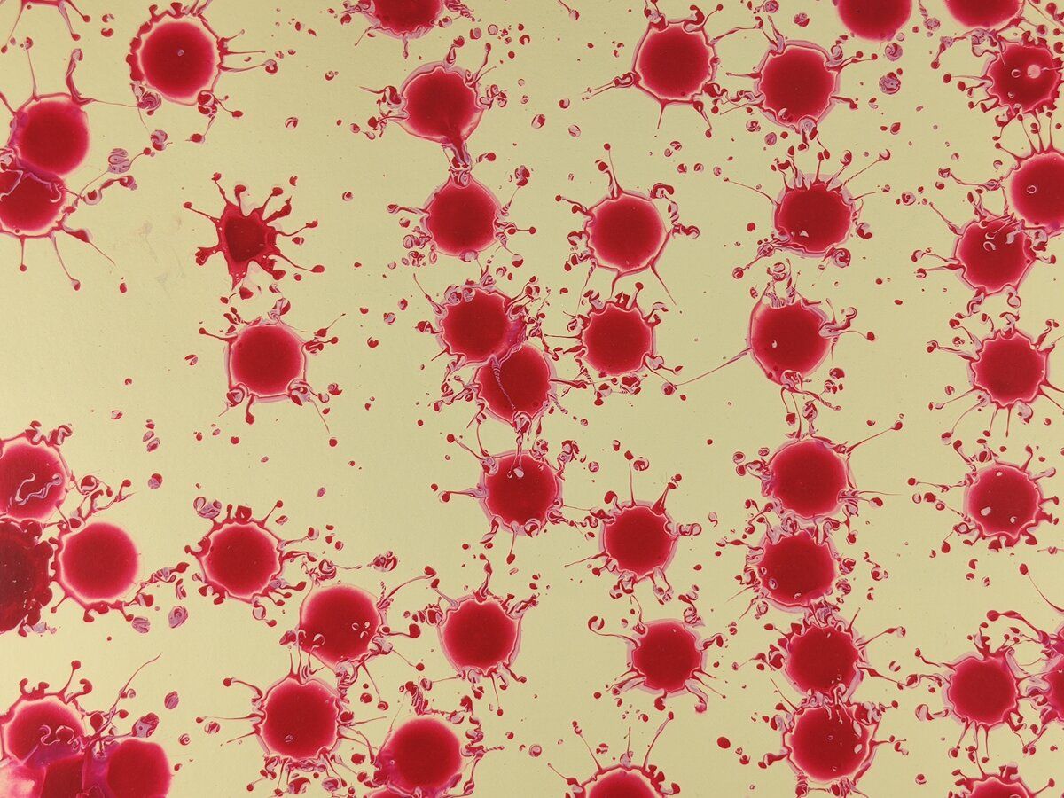 Oval Recycled Paper Earrings - Red Splash