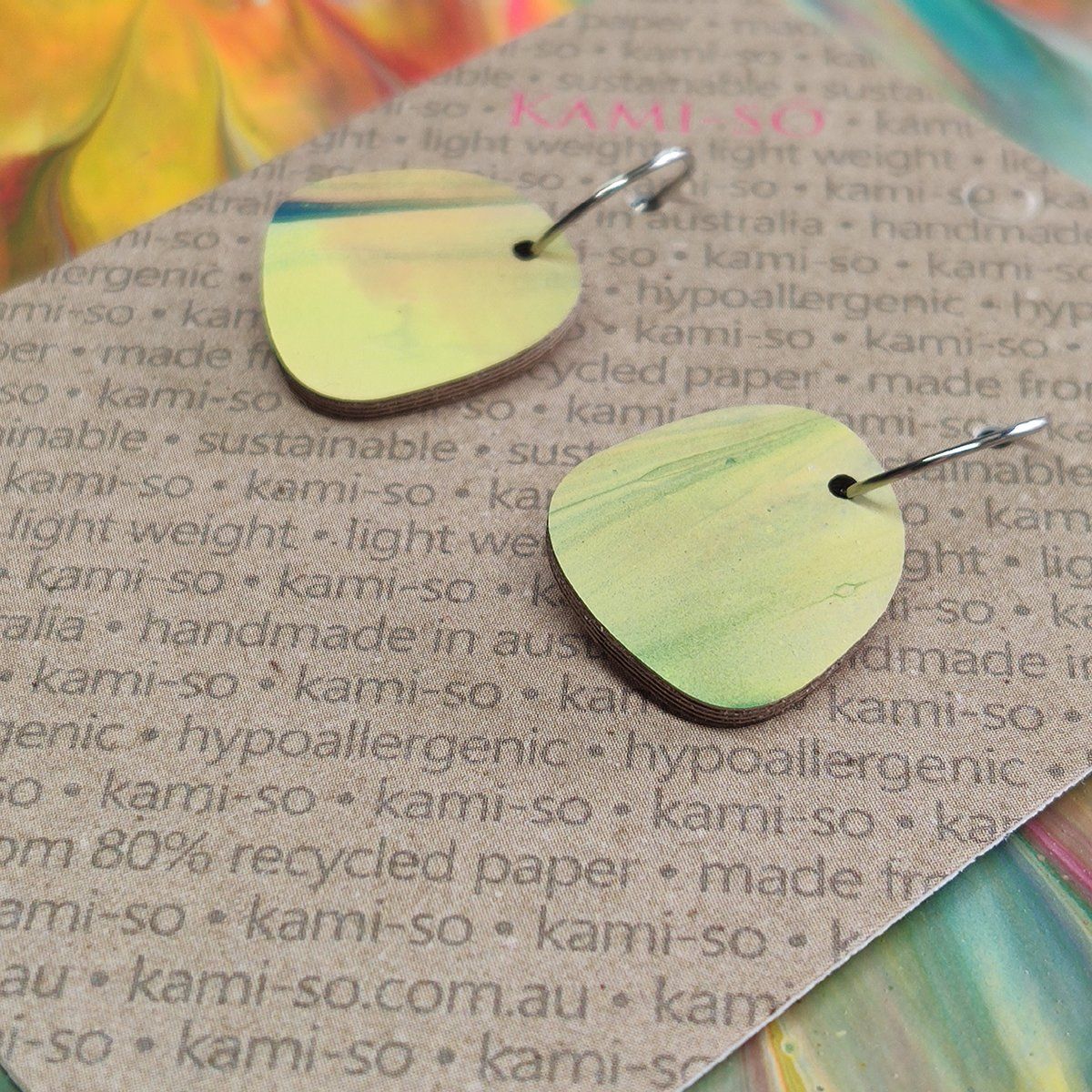 Square Recycled Paper Earrings - Multicolour