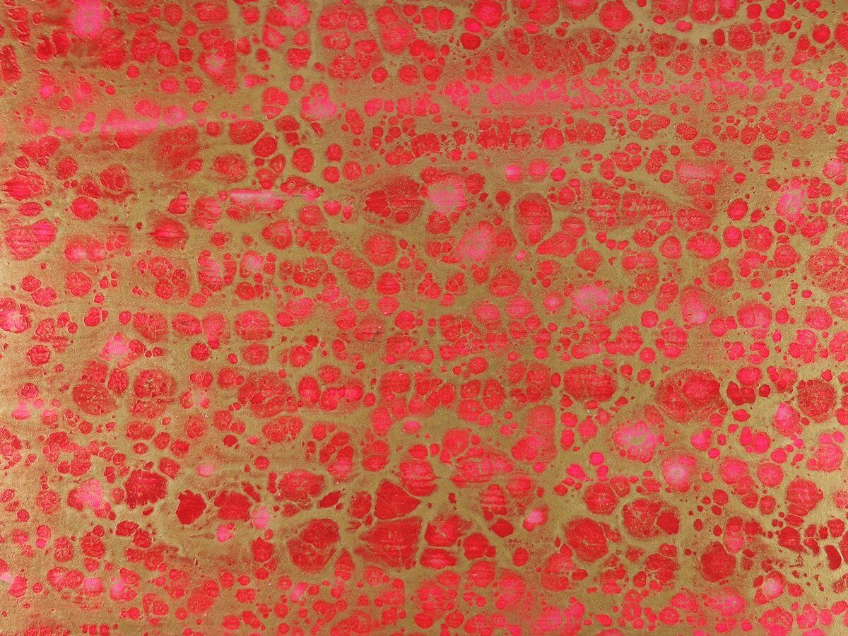 Oval Recycled Paper Earrings - Red & Gold Crackle