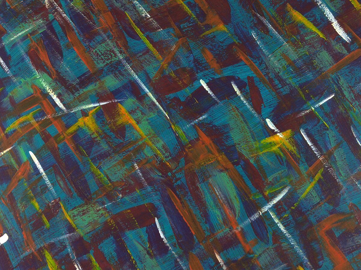 Oval Recycled Paper Earrings - Dark Blue, Red Yellow & Orange Brushstrokes