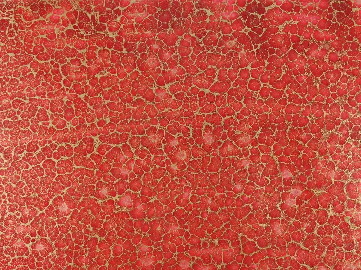 Square Recycled Paper Earrings - Red & Gold Crackle