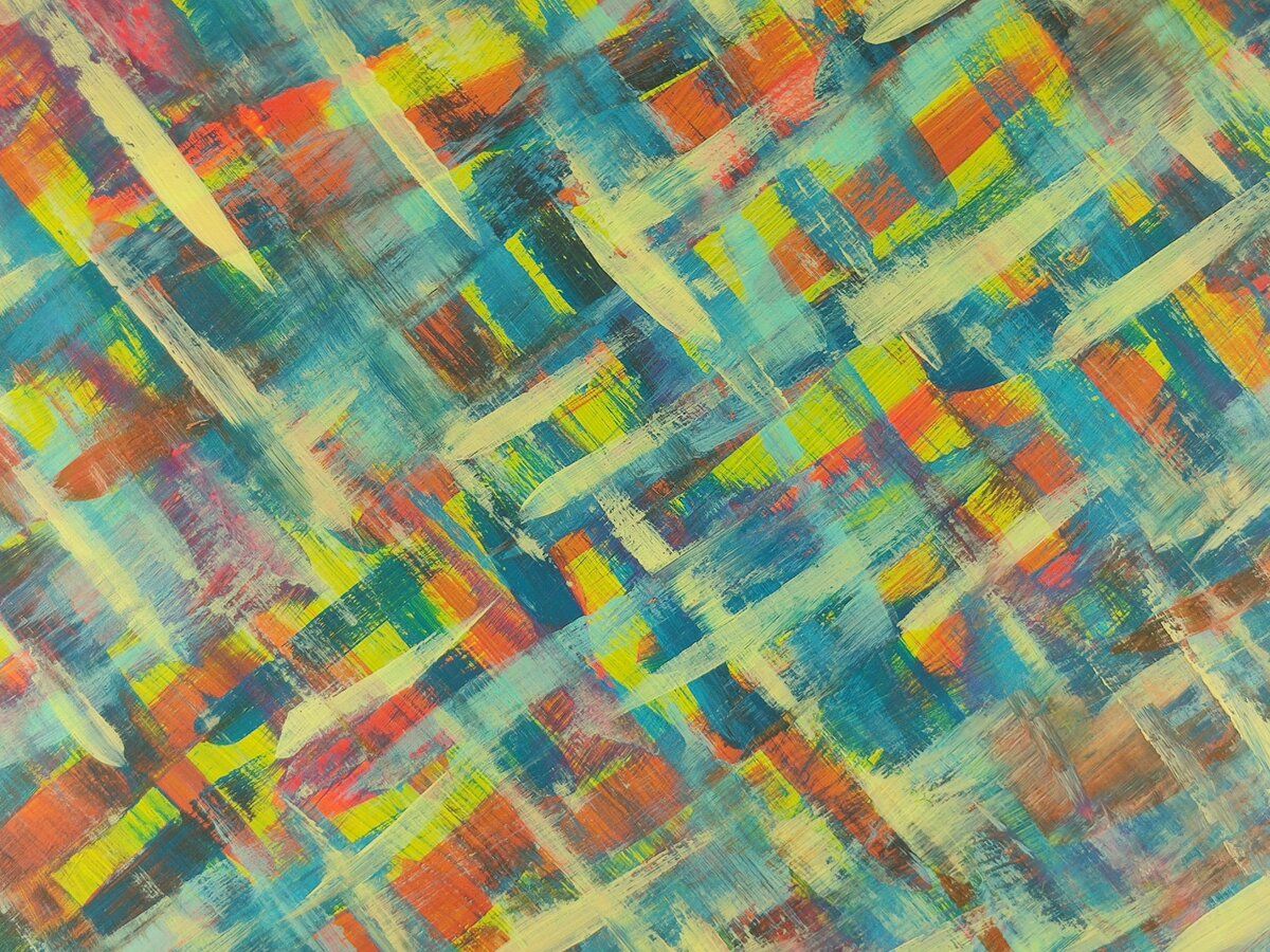 Oval Recycled Paper Earrings - Blue, Cream, Orange & Yellow Brushstrokes