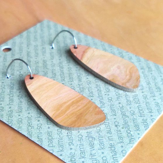 Oval Recycled Paper Earrings - Copper
