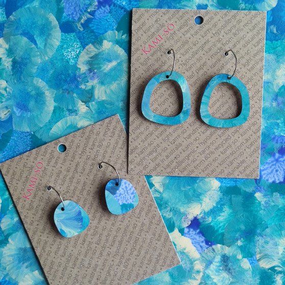 Mini Recycled Paper Earrings - Bright Blue