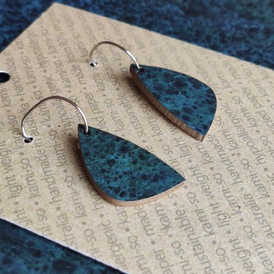 Mini Recycled Paper Earrings - Navy & Black