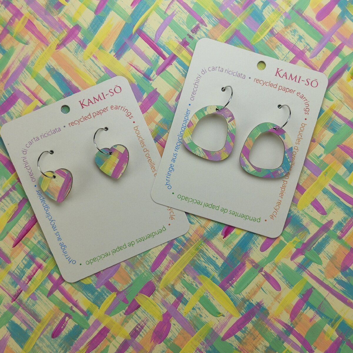 Mini Recycled Paper Earrings - Pastel Multicolour