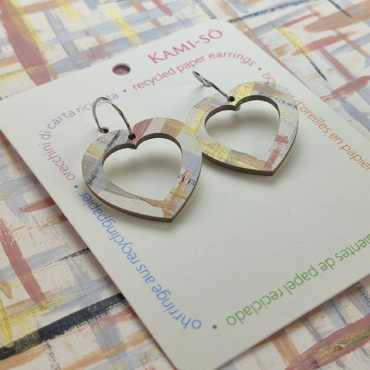 Mini Recycled Paper Earrings - Gold & Light Neutrals