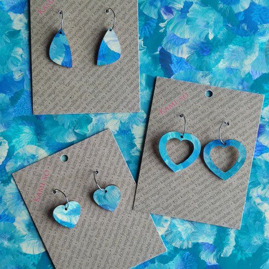 Mini Recycled Paper Earrings - Bright Blue