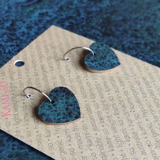 Mini Recycled Paper Earrings - Navy & Black