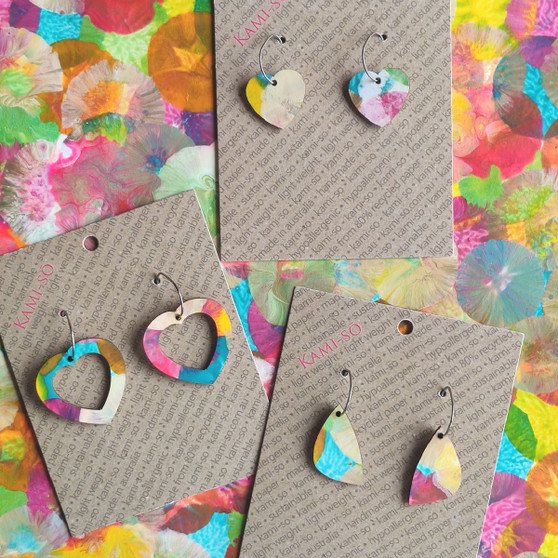 Mini Recycled Paper Earrings - Bright Multicolour