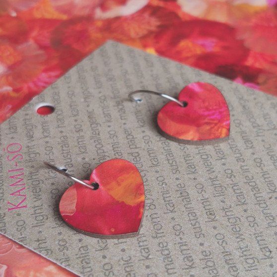 Mini Recycled Paper Earrings - Autumn Colours