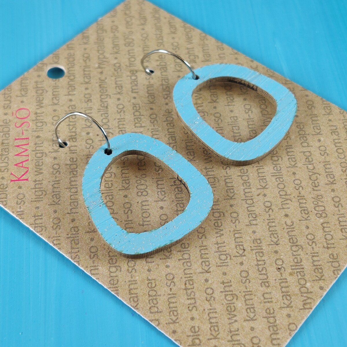 Mini Recycled Paper Earrings - Blue & Silver