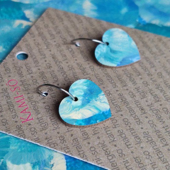 Mini Recycled Paper Earrings - Bright Blue