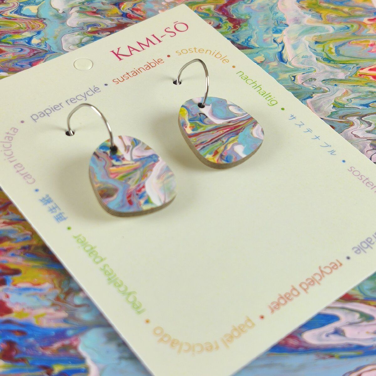Mini Recycled Paper Earrings - Multicolour Drizzle