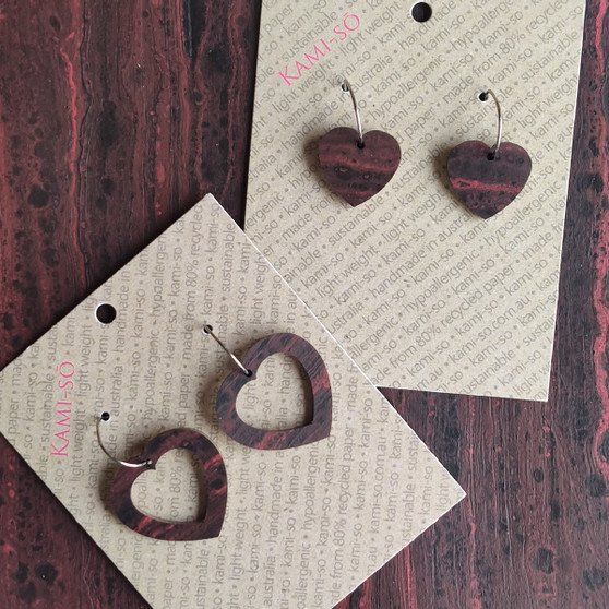 Mini Recycled Paper Earrings - Dark Brown