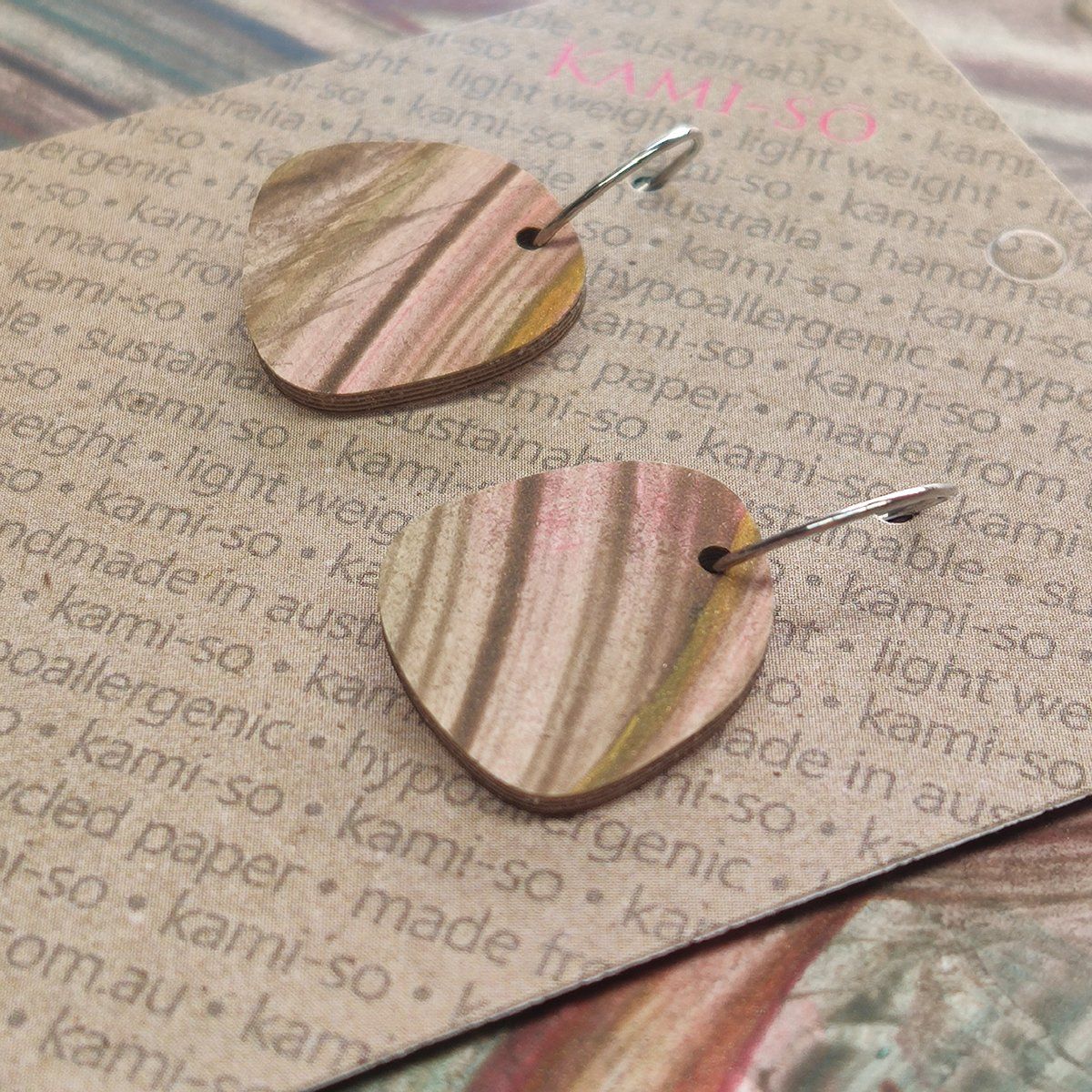 Square Recycled Paper Earrings - Earthy Thick Swipe