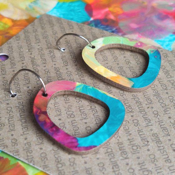 Mini Recycled Paper Earrings - Bright Multicolour