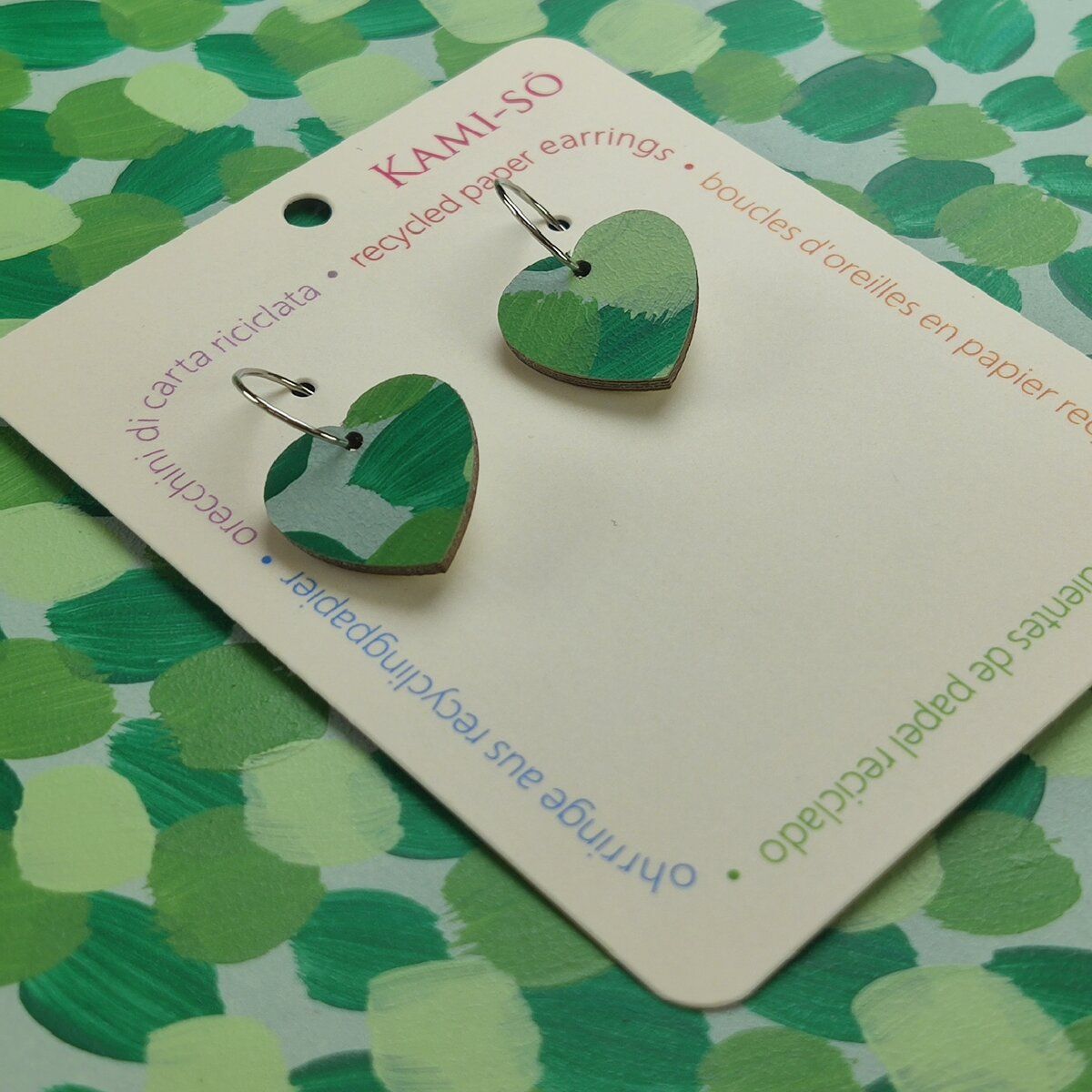 Mini Recycled Paper Earrings - Green