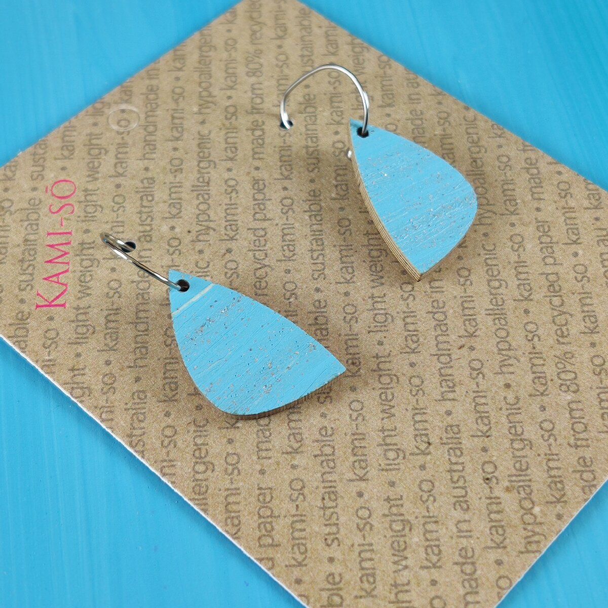 Mini Recycled Paper Earrings - Blue & Silver