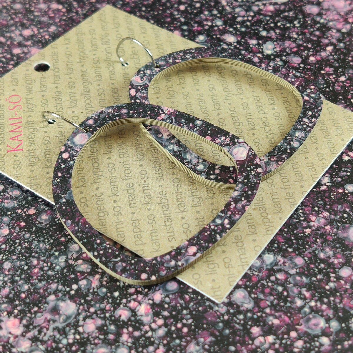 Square Recycled Paper Earrings - Dark Purple Speckle