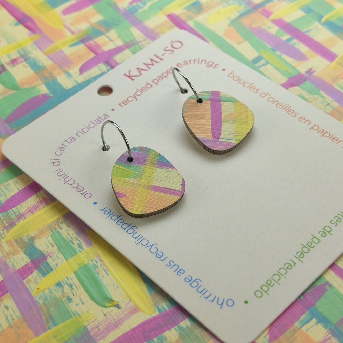 Mini Recycled Paper Earrings - Pastel Multicolour
