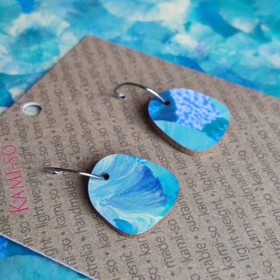 Mini Recycled Paper Earrings - Bright Blue