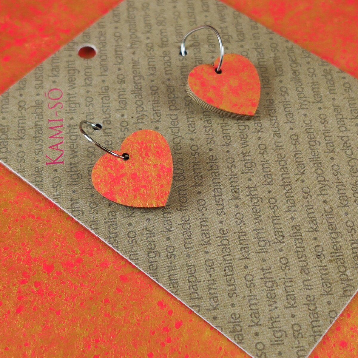 Mini Recycled Paper Earrings - Orange & Gold