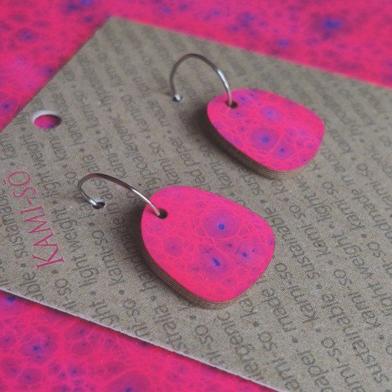 Mini Recycled Paper Earrings - Hot Pink Speckle