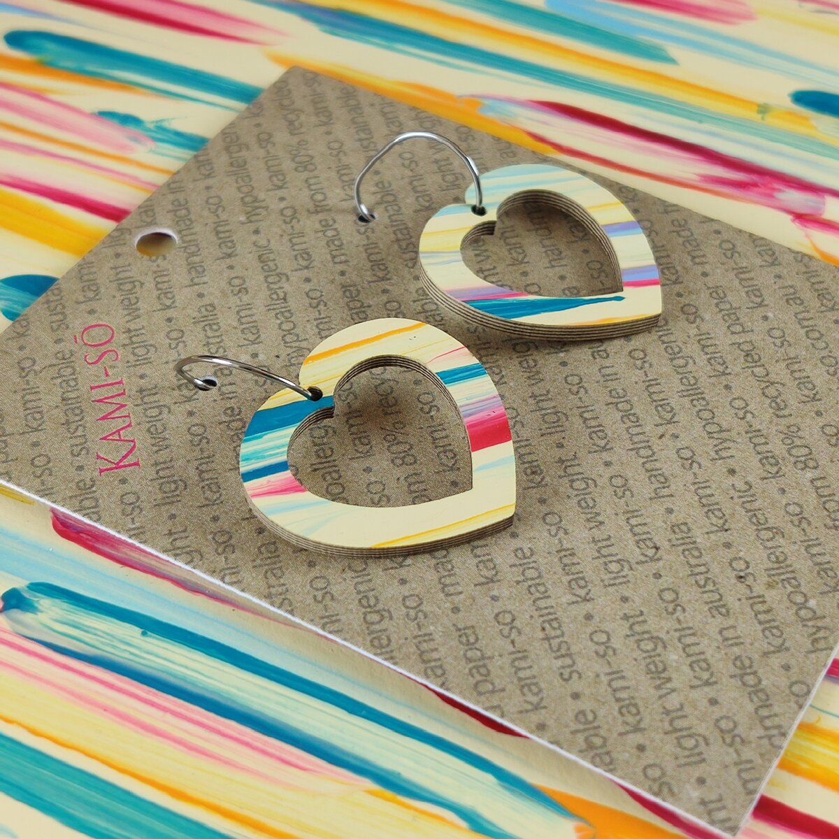 Mini Recycled Paper Earrings - Multicolour Swipe