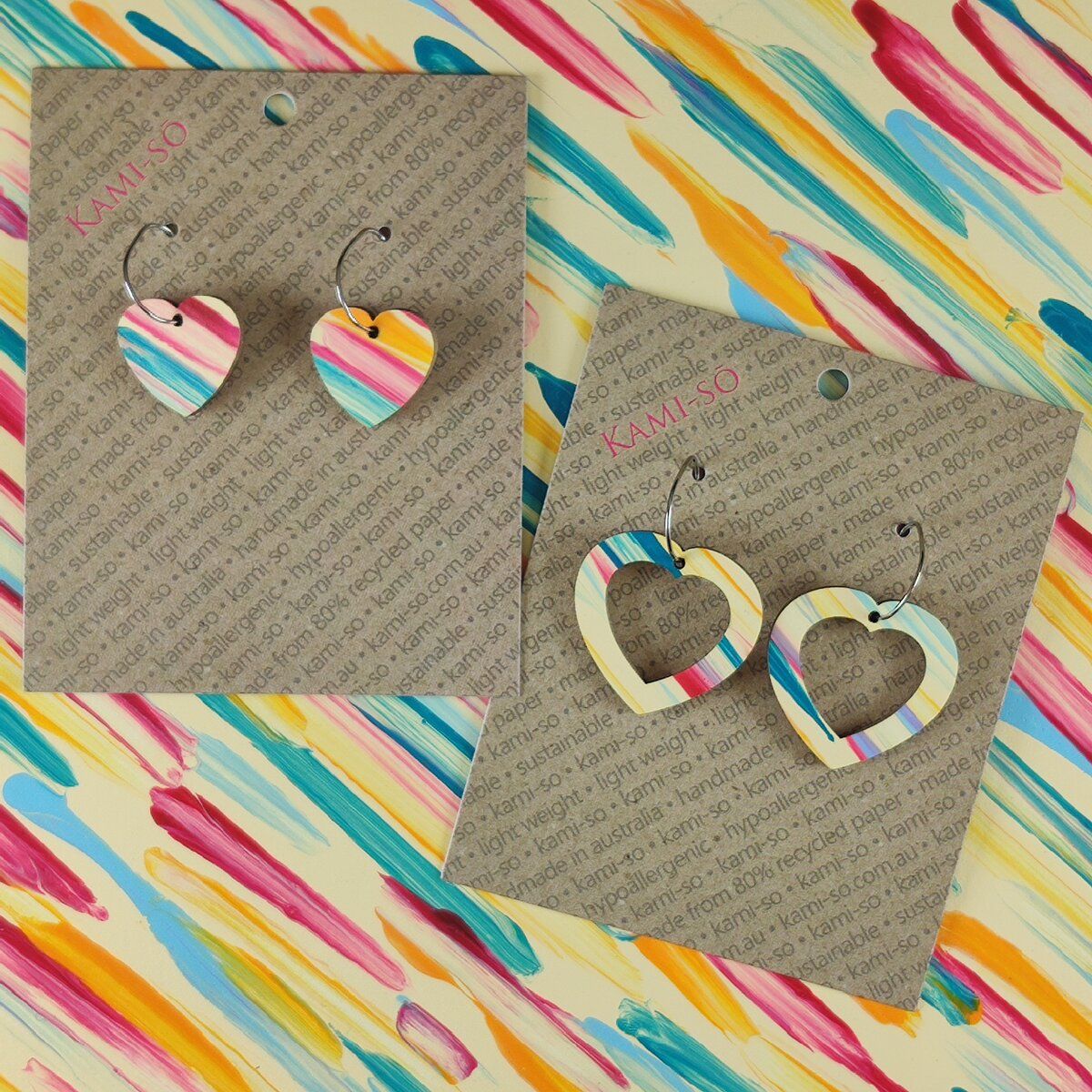 Mini Recycled Paper Earrings - Multicolour Swipe