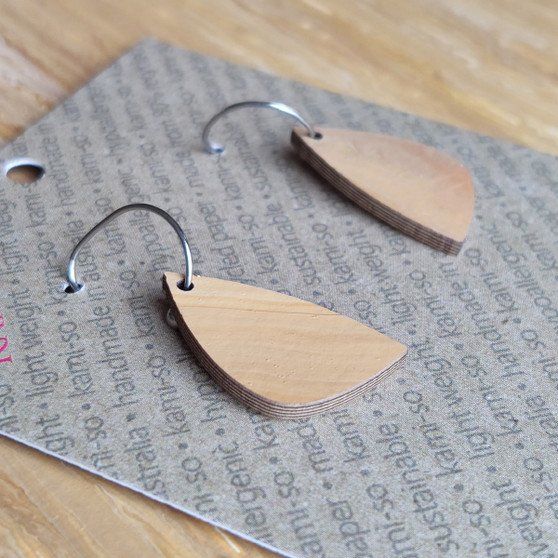 Mini Recycled Paper Earrings - Light Tan