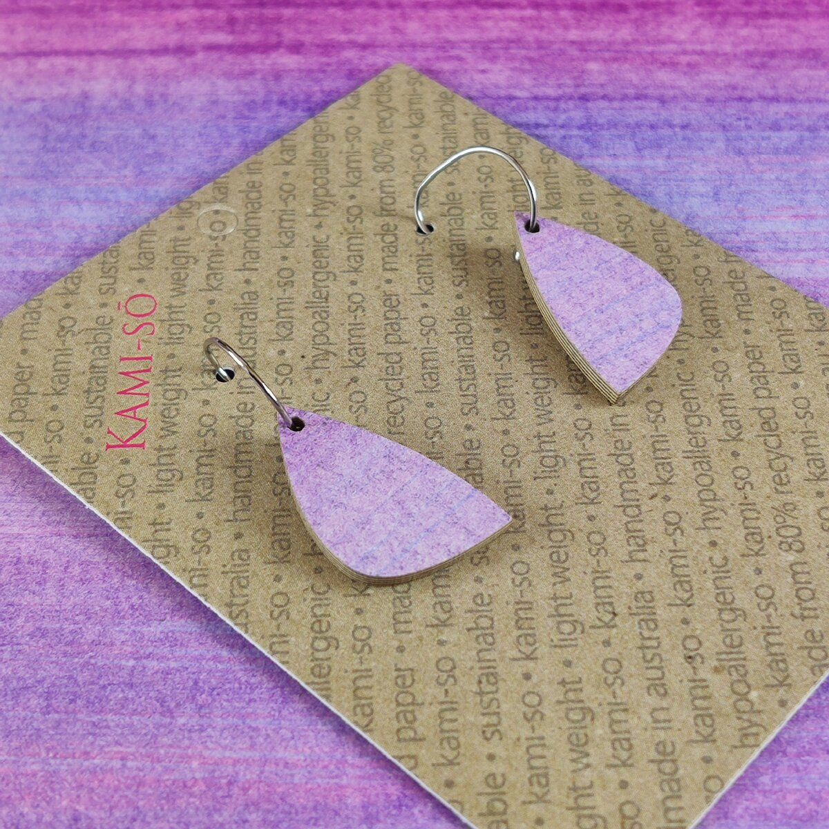 Mini Recycled Paper Earrings - Purple & Lavender