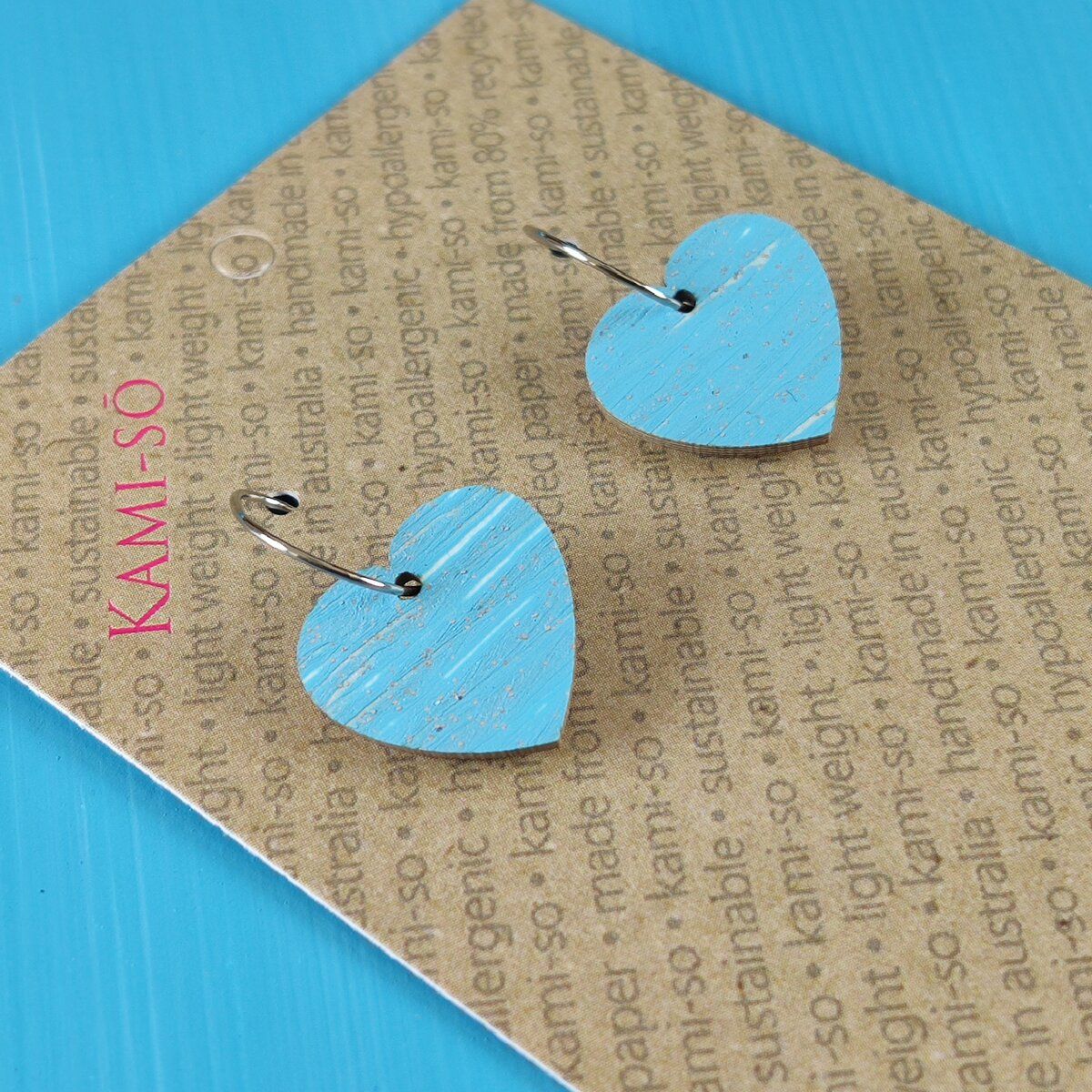 Mini Recycled Paper Earrings - Blue & Silver