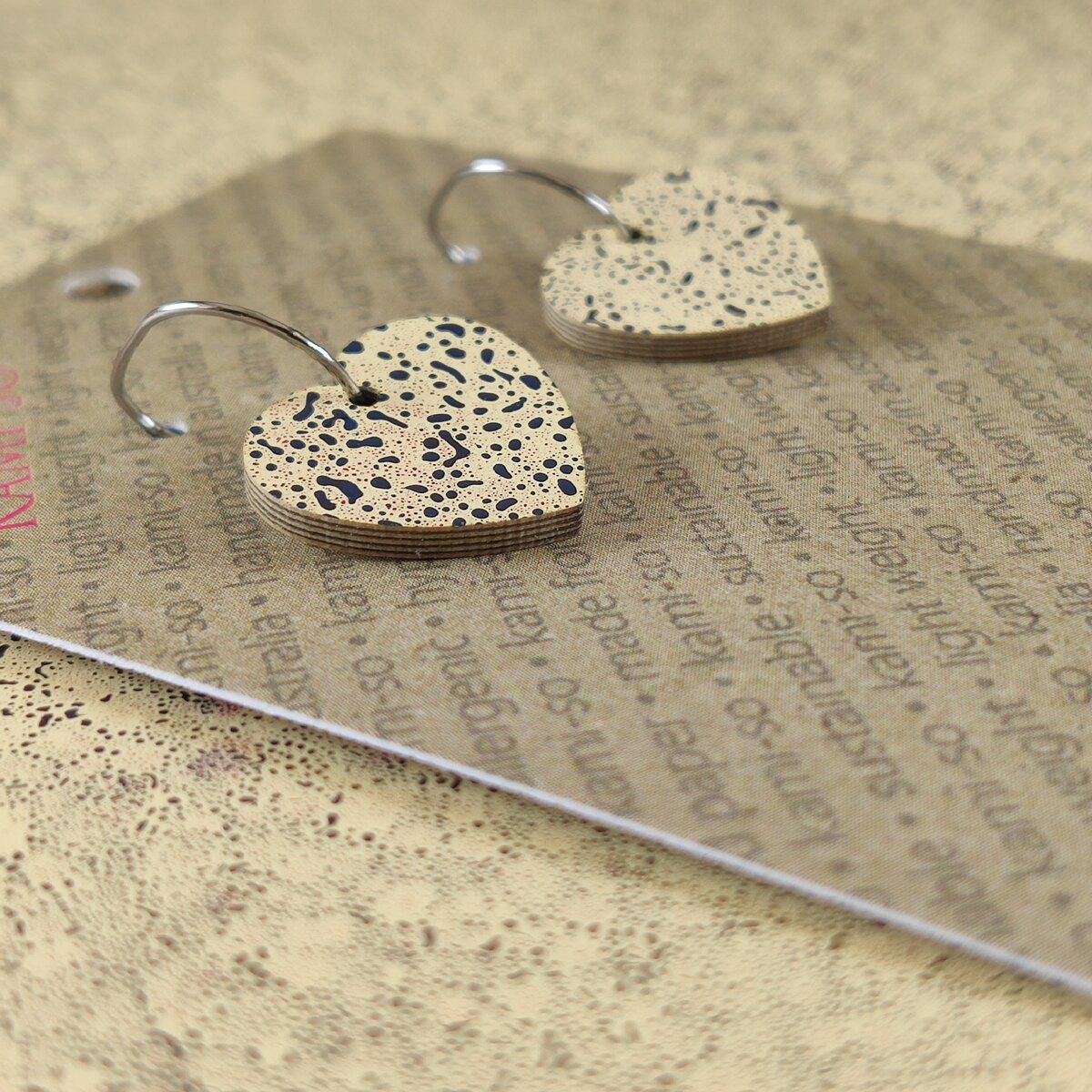 Mini Recycled Paper Earrings - Cream Crackle