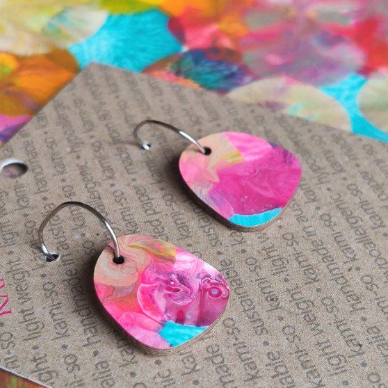 Mini Recycled Paper Earrings - Bright Multicolour