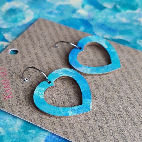 Mini Recycled Paper Earrings - Bright Blue