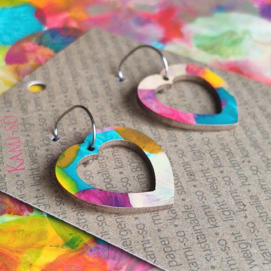 Mini Recycled Paper Earrings - Bright Multicolour