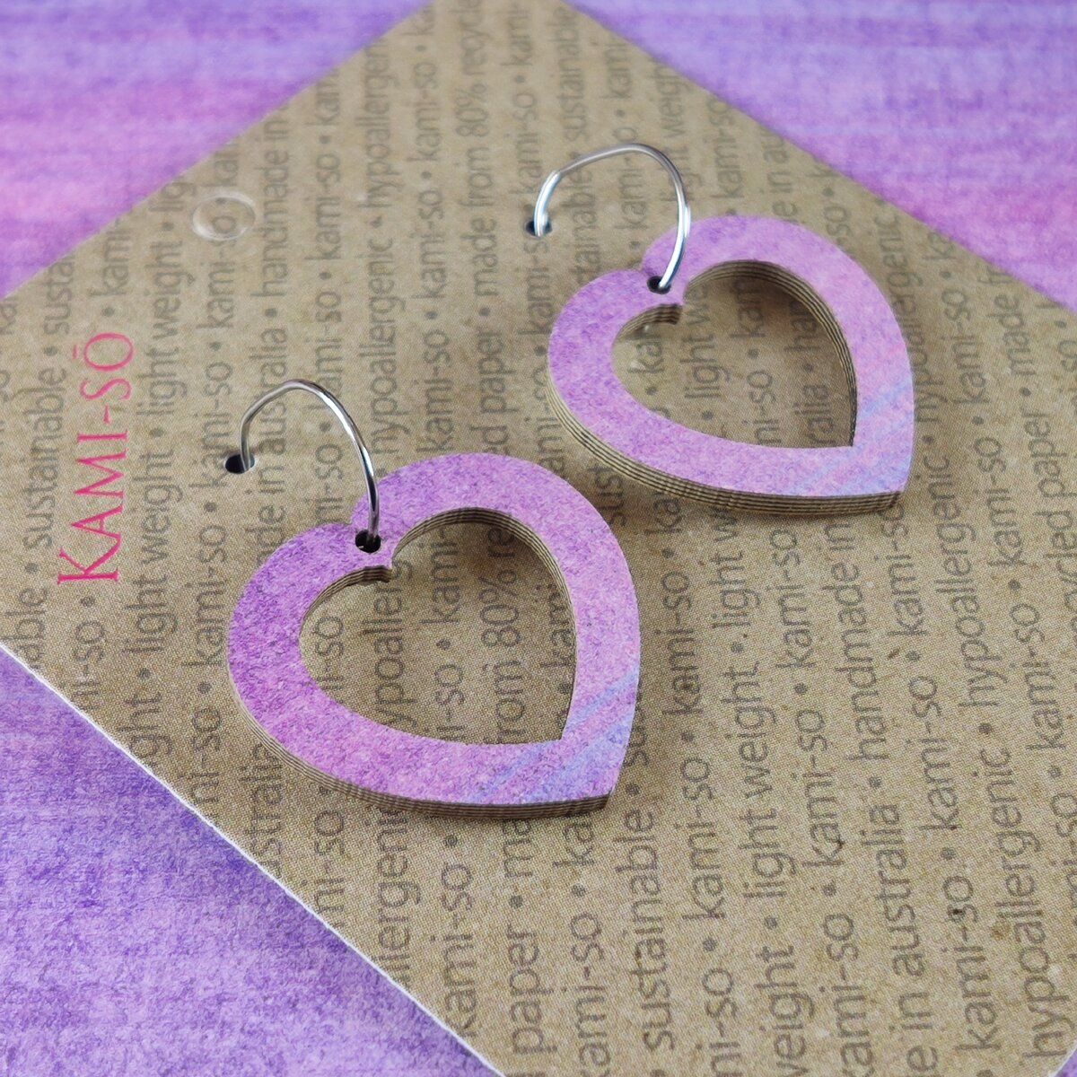 Mini Recycled Paper Earrings - Purple & Lavender