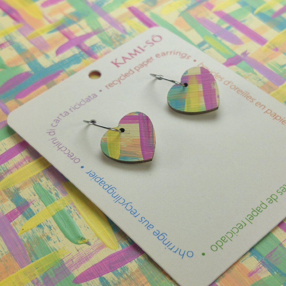 Mini Recycled Paper Earrings - Pastel Multicolour