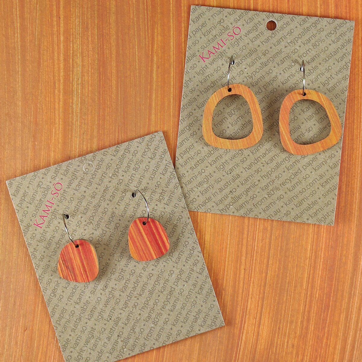 Mini Recycled Paper Earrings - Dusty Orange