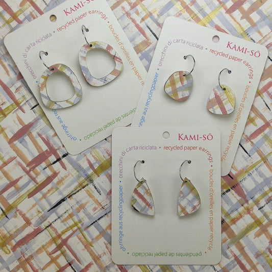 Mini Recycled Paper Earrings - Gold & Light Neutrals