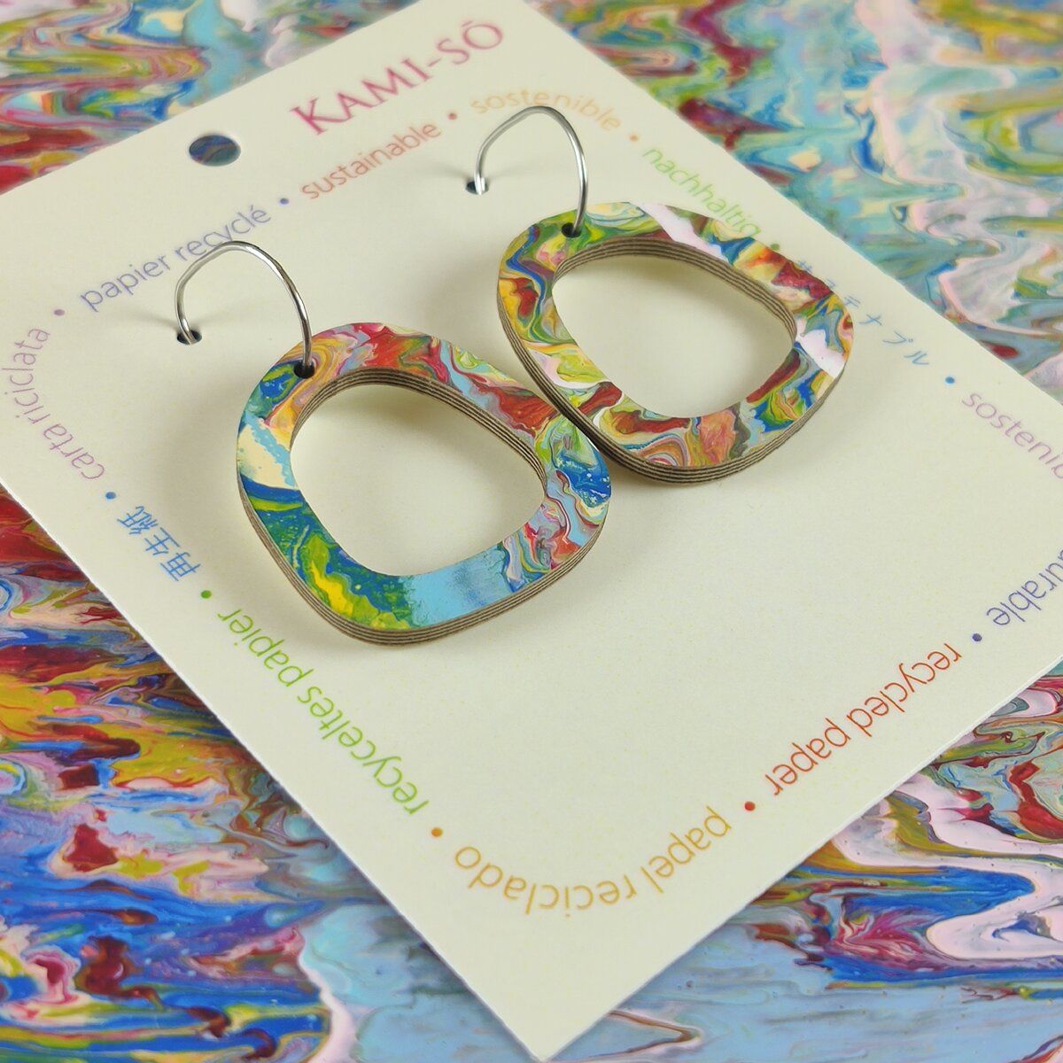 Mini Recycled Paper Earrings - Multicolour Drizzle