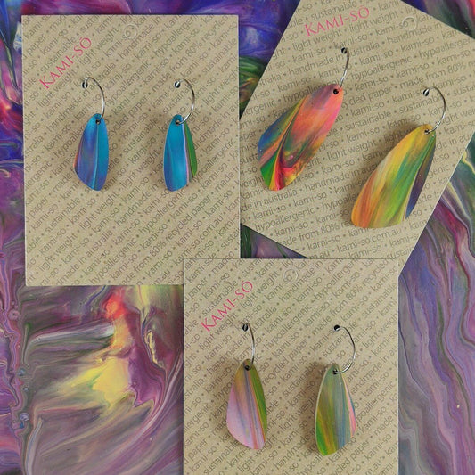 Oval Recycled Paper Earrings - Multicolour