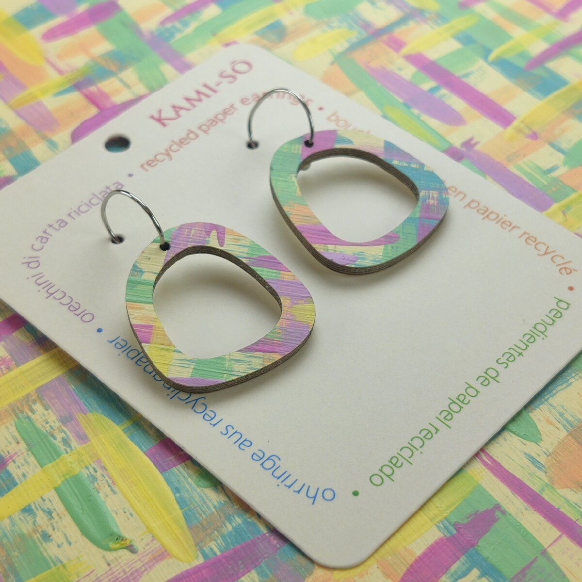 Mini Recycled Paper Earrings - Pastel Multicolour