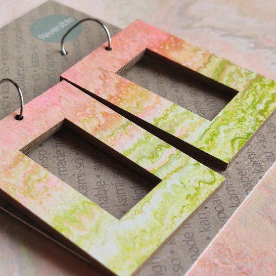 Reversible Rectangle Recycled Paper Earrings - Pale Pink & Green / Pale Blue