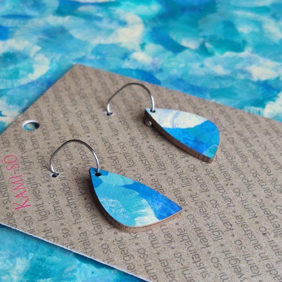 Mini Recycled Paper Earrings - Bright Blue