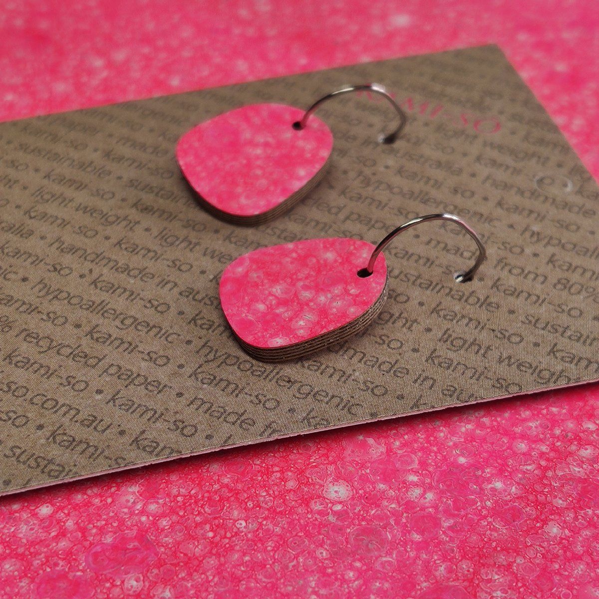 Square Recycled Paper Earrings - Pink Speckle