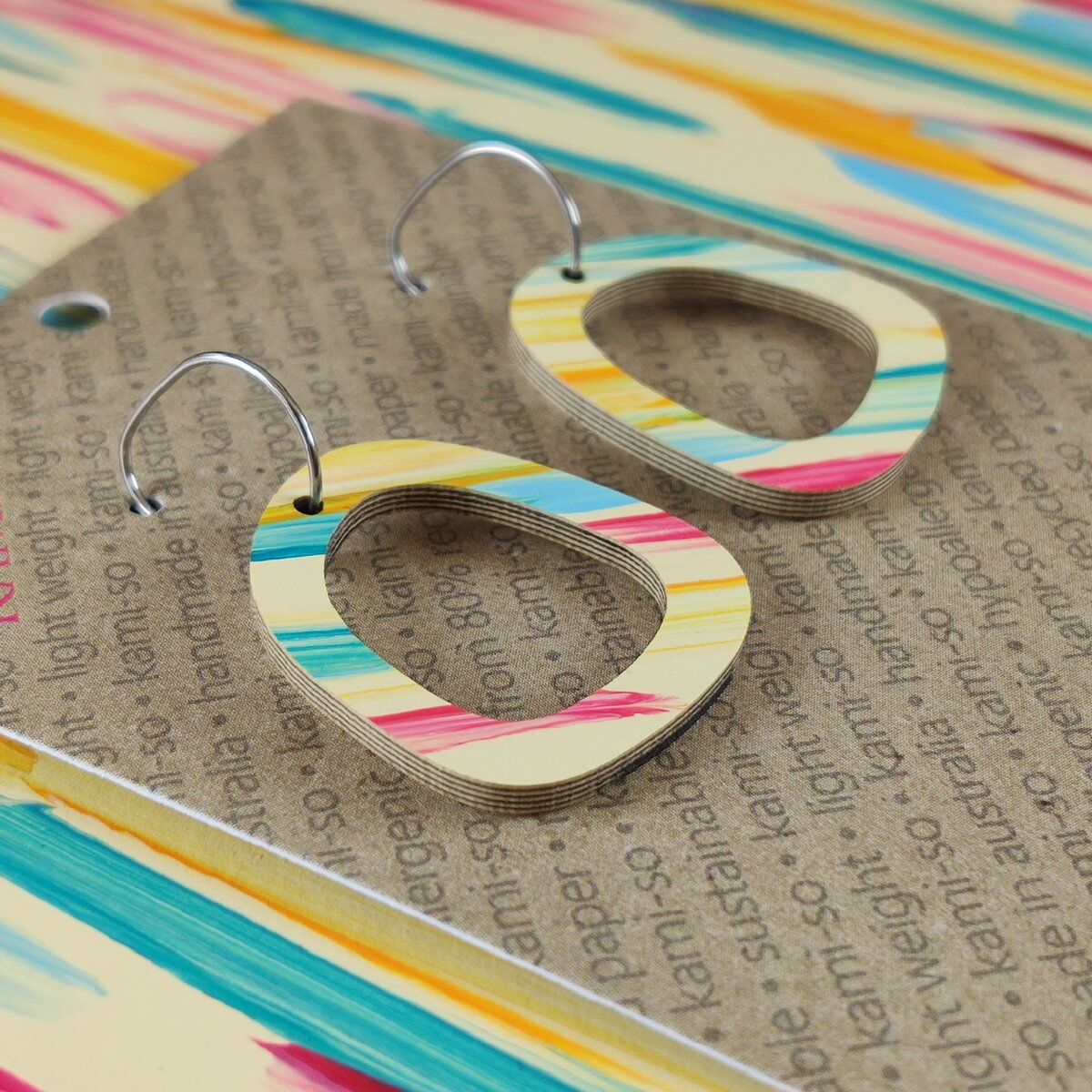 Mini Recycled Paper Earrings - Multicolour Swipe