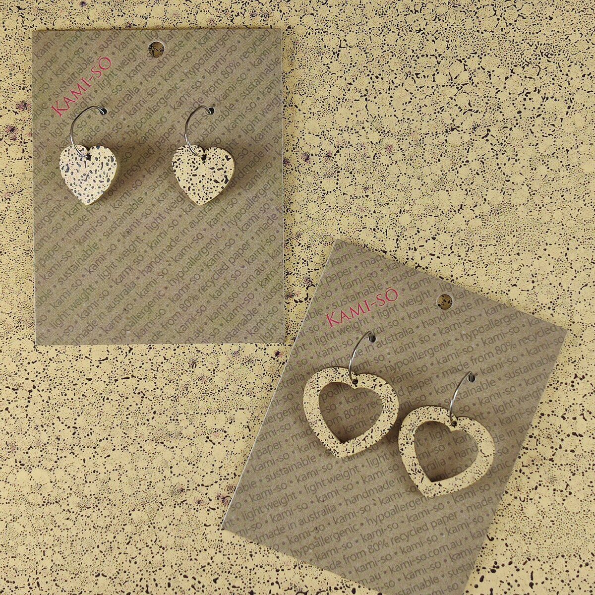 Mini Recycled Paper Earrings - Cream Crackle